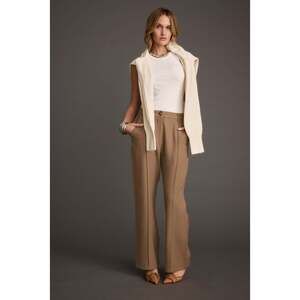 12th Tribe Virginia Taupe Seamed Slim Leg Trousers Size MM